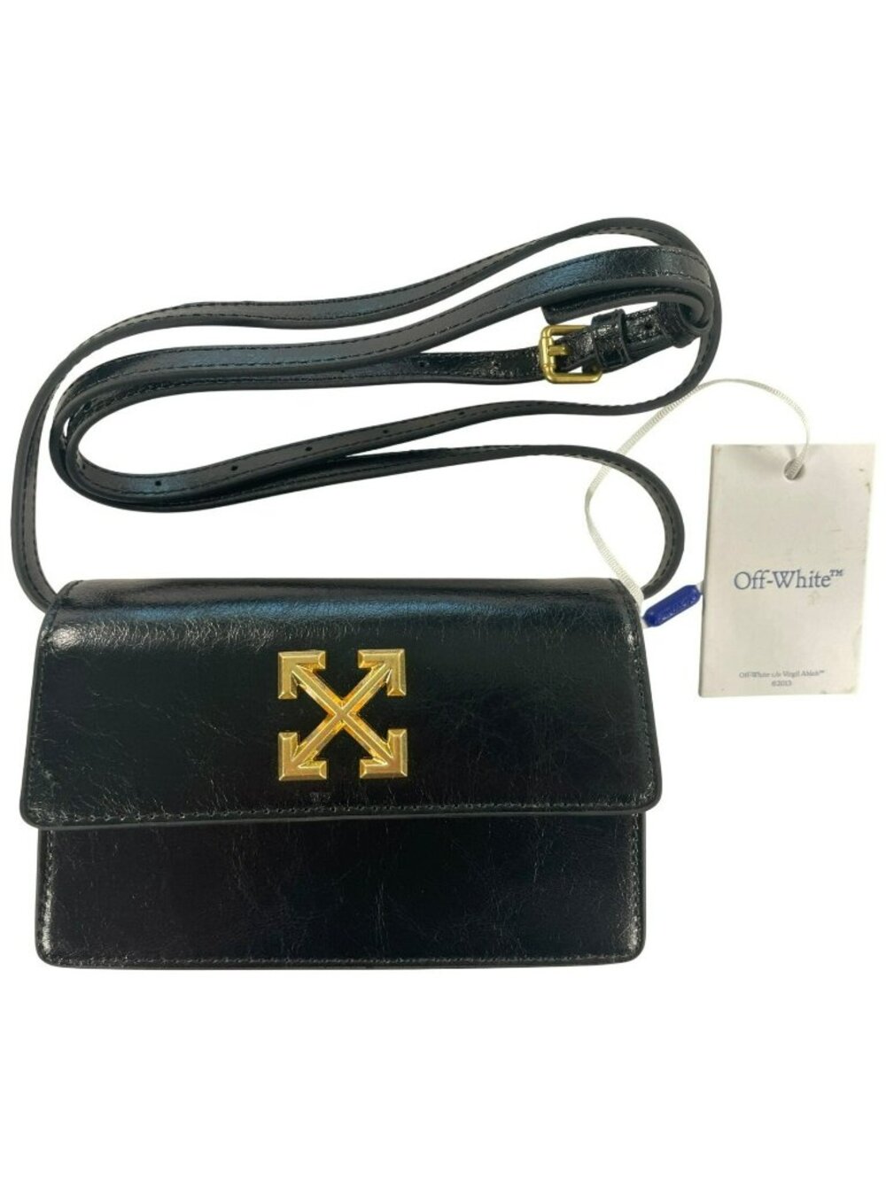 Off-White Black Convertible Crossbody/Belt Bag Gold Hardware Genuine Leather NEW